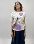 T-shirt in cotone con donna e palloncino