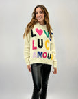 Maglione oversize con scritta love luck amor