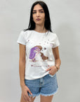 T-shirt in cotone fantasia bimba con cane
