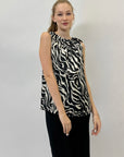 Blusa corta smanicata con stampa animalier