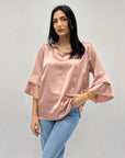 Maglia in raso con maniche campana