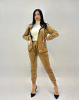 Completo in ciniglia felpa zip con pantaloni