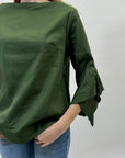 Maglia in lino maniche volant
