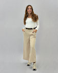 Pantaloni in velluto a palazzo con cintura