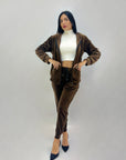 Completo in ciniglia felpa zip con pantaloni