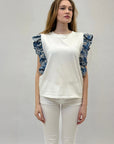 T-shirt in cotone con maniche ricamate