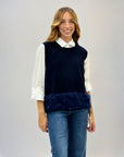 Maglia gilet morbida con piume