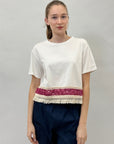 T-shirt con paillettes e frange