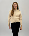 Maglione perle con zip crop