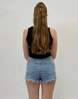 Pantaloncini jeans con borchie
