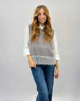 Maglia gilet morbida con piume