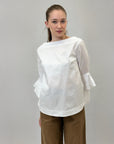 Maglia in lino maniche volant