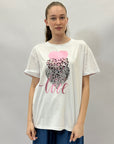T-shirt in cotone con stampa cuore love