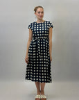 Abito in cotone midi con fantasia