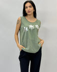 Canotta con dettaglio fiori smanicato