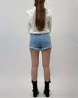 Pantaloncini jeans con dettaglio gioielli