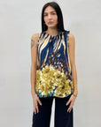 Blusa in raso con stampa