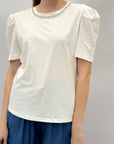 T-shirt in cotone con dettagli perline