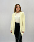 Cardigan misto lana con ricami e perle