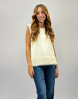Maglia gilet morbida con piume