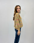 Maglione misto lana con dettaglio righe