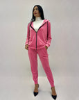 Completo in ciniglia felpa zip con pantaloni