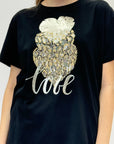 T-shirt in cotone con stampa cuore love