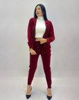 Completo in ciniglia felpa zip con pantaloni