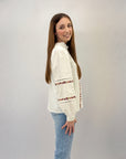 Camicia in cotone con ricami fiori colorati