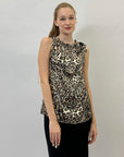 Blusa corta smanicata con stampa animalier