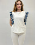T-shirt in cotone con maniche ricamate