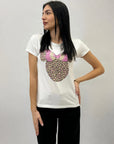 T-shirt in cotone stampa topolina con borchie