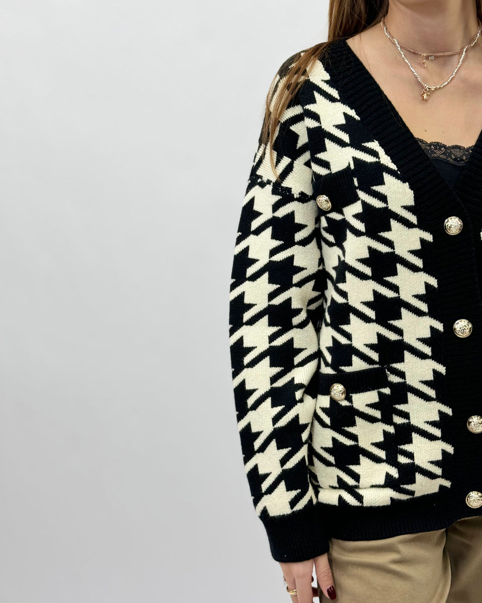 Houndstooth Cardigan Pied De Poule Mango Veste Tweed Veste Mango