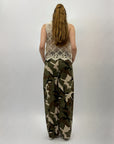 Pantaloni stampa militare con cintura