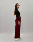 Pantaloni in velluto a palazzo con cintura