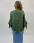 Maglia in lino maniche volant