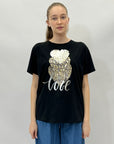 T-shirt in cotone con stampa cuore love