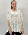 Maglia mezza manica con ricamo