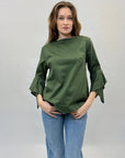 Maglia in lino maniche volant