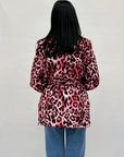 Blazer con cintura maculato