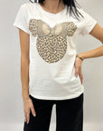 T-shirt in cotone stampa topolina con borchie