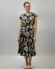 Abito in cotone midi con fantasia