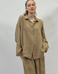 Camicia a righe in lino lunga premium