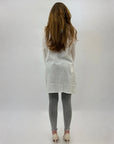 Camicia lunga in cotone con scollo coreana