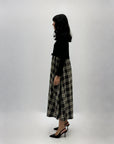 Abito lungo con gonna tartan e fiocco taglia comoda