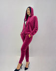 Completo in ciniglia felpa zip con pantaloni