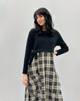 Abito lungo con gonna tartan e fiocco taglia comoda