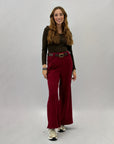 Pantaloni in velluto a palazzo con cintura