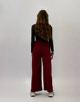 Pantaloni in velluto a palazzo con cintura