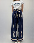 Pantaloni vita alta a palazzo in cotone